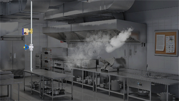 工商业餐饮液化气用户可选择安装工商业可燃气体探测器+机械手